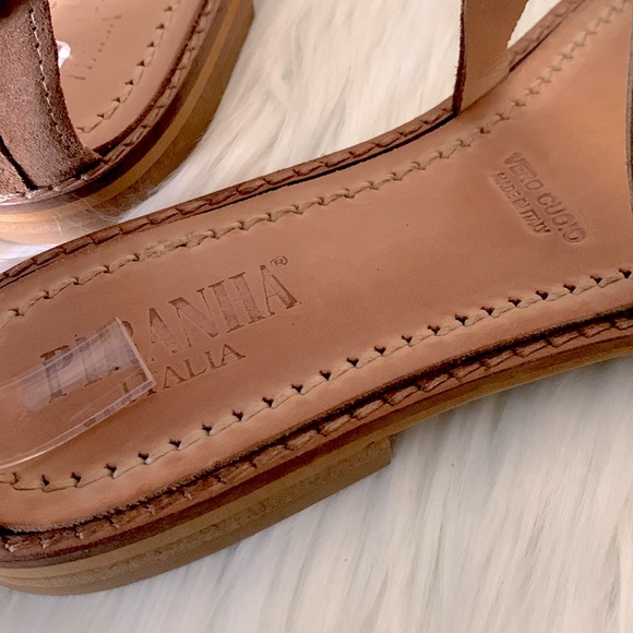 NWOT Piranha Italia Genuine Leather Studded Gladiator Flats - Picture 7 of 10